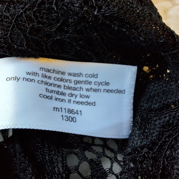 Lane Bryant Black Lace Button Front Top Size 20 Sheer Ruched Blouse Velvet Trim - Picture 9 of 14